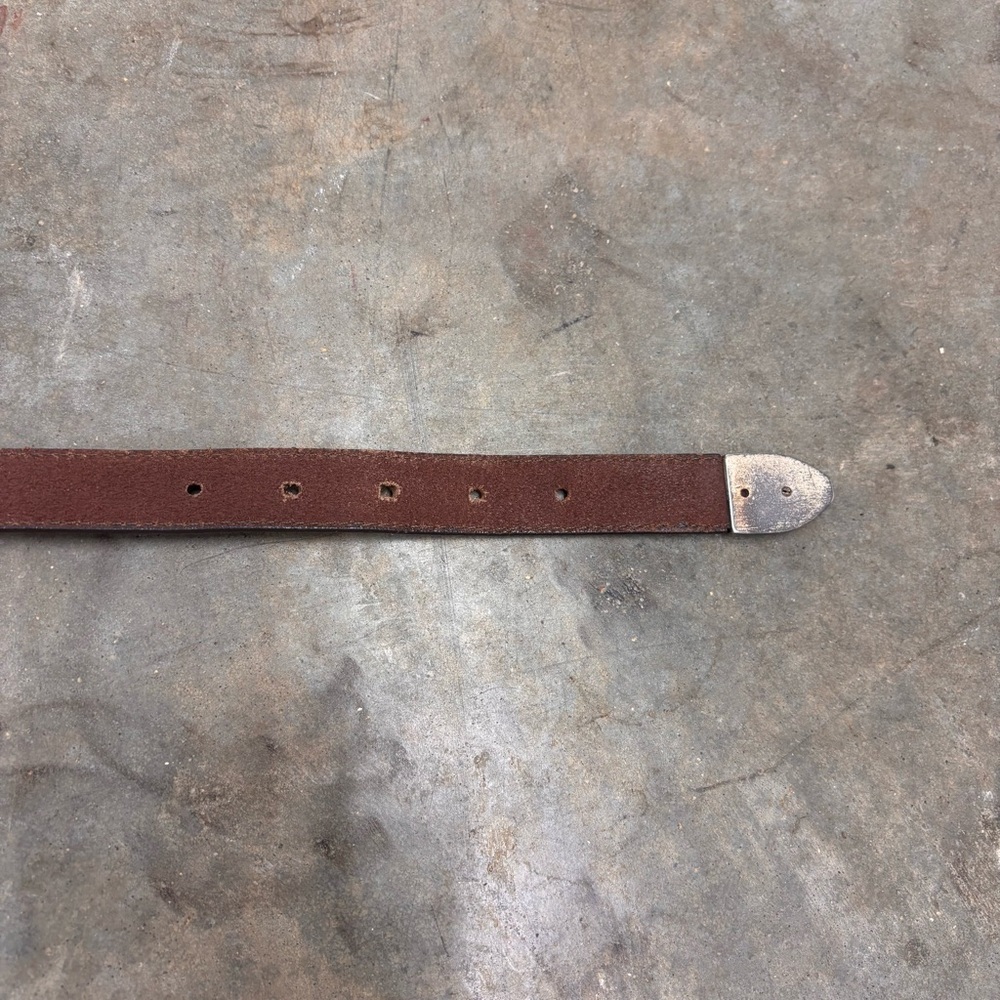 Vintage 1990s Brighton Croc Embossed Leather Silver Concho Belt Sz Medium 41809 - Picture 9 of 14